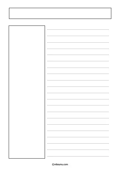 Solda Dikey Uzun Çerçeveli - Çizgili Yazı Kağıdı Şablonu