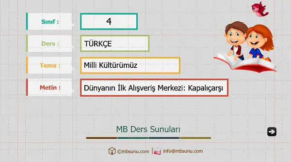 4. Sınıf Türkçe - Dünyanın İlk Alışveriş Merkezi: Kapalıçarşı Metni Sunusu