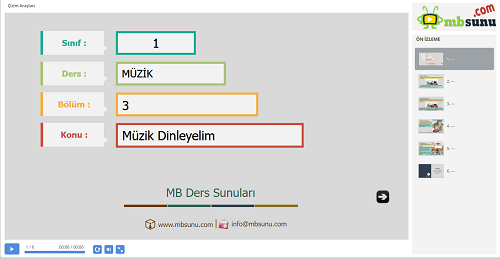 1.Sınıf Müzik - Müzik Dinleyelim Sunusu