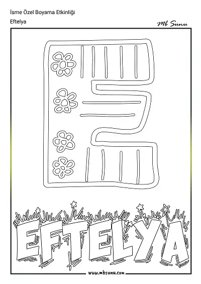 İsme Özel Boyama Etkinliği - Eftelya
