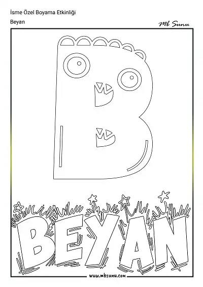 İsme Özel Boyama Etkinliği - Beyan