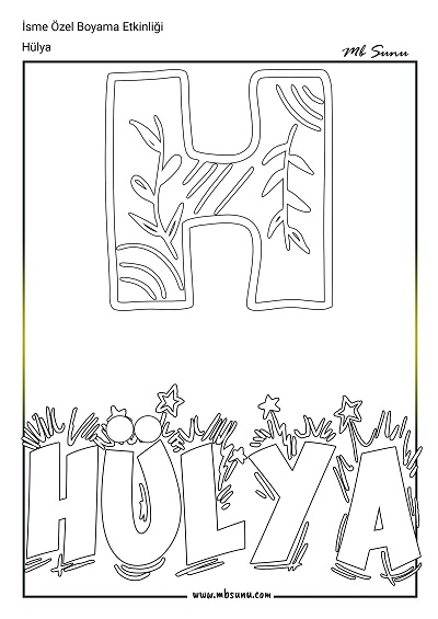İsme Özel Boyama Etkinliği - Hülya
