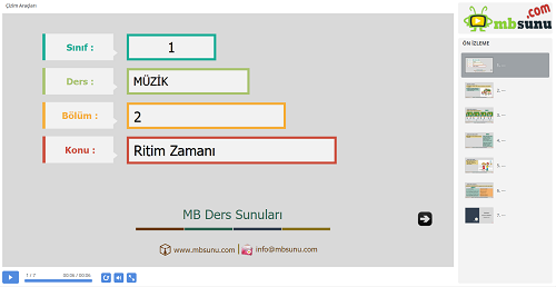 1.Sınıf Müzik - Ritim Zamanı Sunusu
