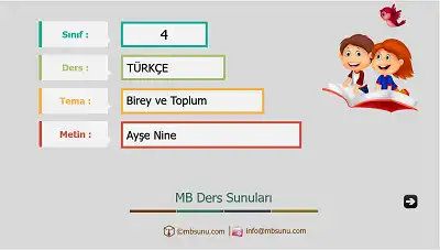4. Sınıf Türkçe - Etkinlik ve Cevaplarıyla Ayşe Nine Ders Sunusu