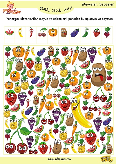 Bak Bul Say Etkinliği - Meyveler, Sebzeler