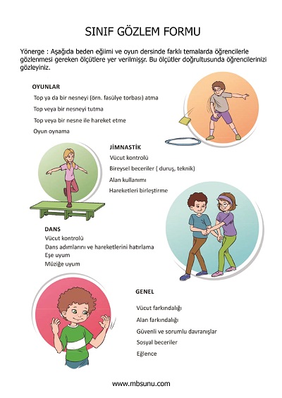1.Sınıf Beden Eğitimi ve Oyun - Sınıf Gözlem Formu