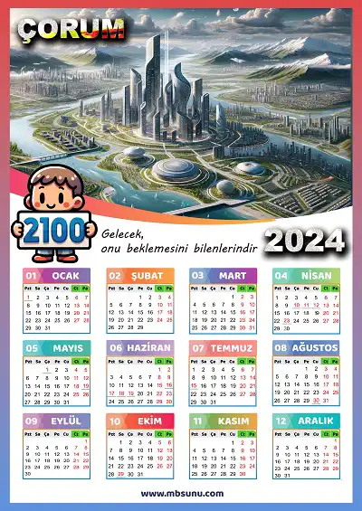 Gelecek Tasarımlı 2024 Çorum Takvimi