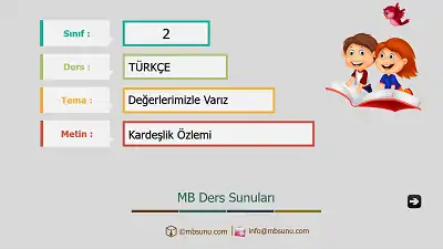2. Sınıf Türkçe - Etkinlik ve Cevaplarıyla Kardeşlik Özlemi Ders Sunusu