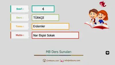 4. Sınıf Türkçe - Etkinlik ve Cevaplarıyla Nar Ekşisi Sokak Ders Sunusu