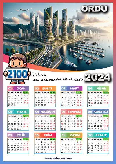 Gelecek Tasarımlı 2024 Ordu Takvimi