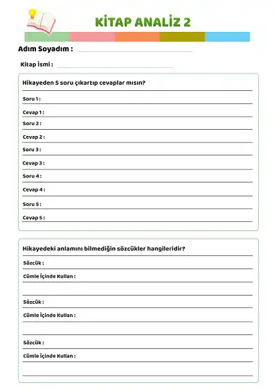 Kitap Analiz Şablonu - Model 2