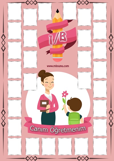 1-B Sınıfı İçin Fotoğraflı Öğretmenler Günü Posteri (30 Kişilik)