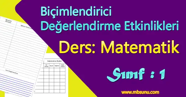 1. Sınıf Matematik - Biçimlendirici Değerlendirme Etkinliği - M.1.3.4.1