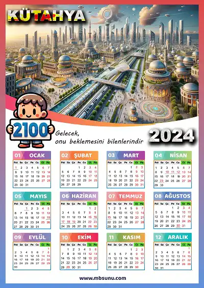 Gelecek Tasarımlı 2024 Kütahya Takvimi