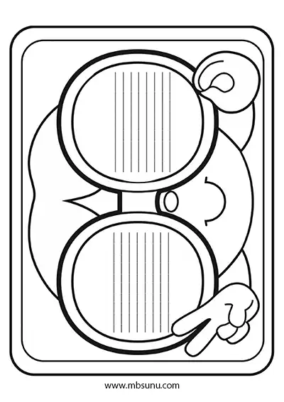 İri Gözlüklü Çocuk İle Çizgili Yazı Kağıdı Şablonu