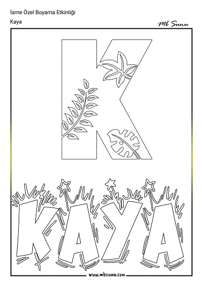 İsme Özel Boyama Etkinliği - Kaya