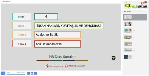 4.Sınıf İnsan Hakları, Yurttaşlık ve Demokrasi - Adil Davranılmazsa Sunusu