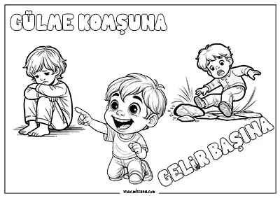 Atasözü Boyama - Gülme Komşuna Gelir Başına